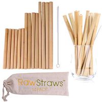 Organic Bamboo Straws Reusable - 28 Pack Eco Friendly Biodegradable Non Plastic Wood Drinking Straw (28 Pack)