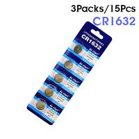 CR1632 LM1632 BR1632 ECR1632 3V Watch Button Coin Cell Lithium Battery 15Pcs ECR1632 DL1632 KCR1632 LM1632 CR1632 3V Button Coin Cell Battery Bulk 15Pcs