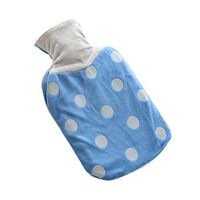 Hot Water Bottle with Plush Cover for Hot and Cold Therapy Pain Relief, Blue Grey Dot