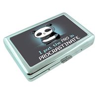 Procrastinate Em1 Hip Silver Cigarette Case Id Holder Metal Wallet 4" X 2.75" RFID Protection