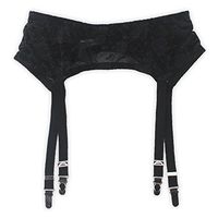 TVRtyle Women's Mysterious Sexy Black 4 Vintage Metal Clips Garter Belts for Stockings (Large)
