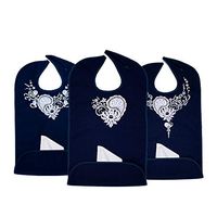 Classy Pal | Adult Bibs for Women | Clothing Protector for Senior Citizens with Embroidered Design, Reusable, Washable (3 Pack (Lace Heart, Collar, Necklace))