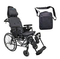Karman MVP502 18" X 18" seat Lightweight Ergonomic Reclining Wheelchair | Free Front Zip Pocket Medical Utility Bag Black!