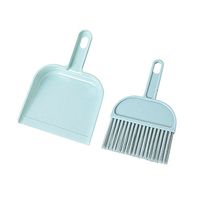 Quaanti Brush+Dustpan Cute High Elasticity Wire Brush Mini Desktop Sweep Cleaning Brush Small Broom Dustpan Set Clean Tools (Sky Blue)