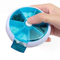 qiguch66 Mini Fruit Rotating Weekly Pill Box, 7 Day Pill Case, Daily Medicine Organizer, Weekly Pill Box Case Splitter Organizer Medicine Container Blue