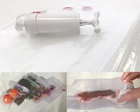 20 Pieces BPA Free Vacuum System Food Storage Bag: Double-Layer Sealed Zippers Design; Keep Food Saver 5X Longer for Reusability and Practicality, with 2 Seal Clips and an Easy to Use 1 Hand Pump