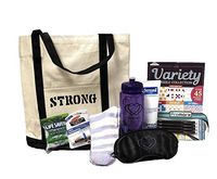 Chemo Care Package for Women Gift for Cancer Patient or Any Hospital Patient/Tote Bag Encouragement to be Strong - Purple Represents All Cancers But Will Brighten Any Patient's Day