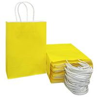 25 PCS Small Gift Bags Yellow Kraft Paper Bags with Handles for Party Favor Supplies by ADIDO EVA (8.2 x 6 x 3.1 in)