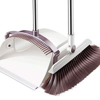 Broom and Dustpan With Long Handle Telescopic Up Stainless Steel Rod Comb Shape Non-stick Hair Broom And Dustpan Soft Brush Long Handled Dustpan And Brush Set Used For Home Kitchen Toilet