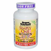 Super Nutrition Simply One Women, One-Per-Day Iron Free Vegetarian Food-Based Tablets 90 ea