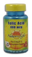 Folic Acid 800mcg - Vegetarian Nature's Life 100 Tabs