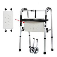 ZMYLOVE Elderly Walker, Compact Folding Walker, Aluminum Alloy Light Folding Rollator Walker with 2-Wheel and White Waterproof Seat Panel for The Seniors