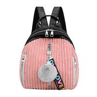 Womens Corduroy Backpack, Teen Girls Fashion Multifunction Large Capacity Daypack School College Student Bookbag for Book, Phone, Water Bottle, Makeup, Wallet, Tablet Travel Rucksack (Pink)