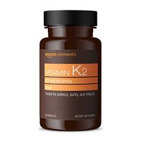 Amazon Elements Vitamin K2 100 mcg, Vegan, 65 Capsules, 2 month supply                                   (Packaging may vary)