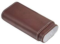 Personalized Visol Kenton Three Cigar Brown Leather Cigar Case with Free Laser Engraving ([B] Single Initial)