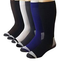 6 Pairs Pack Moderate (15-20 mm Hg) Sports, Travelers, Anti-Fatigue, Graduated Compression Knee High Socks 10-13 (Assorted Solid)