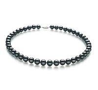 Black 8.5-9mm AA Quality Freshwater 925 Sterling Silver Cultured Pearl Necklace For Women-36 in Opera length