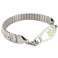 Women's Medical Alert ID Bracelet | Free Engraving Included | Sparkly | Stretch Bracelet for Quick Easy On & Off | No Pinching | Athena - Size 7.75 | Choose Different Color ID Tags