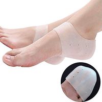 JIAHAO Heel Protectors Gel Heel Pads Heel Socks Silicone for Plantar Fasciitis Cracked Heels Heel Pain Pack of 4 (Breathable white)