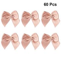 HEALLILY Mini Satin Ribbon Bows Ties Bows for DIY Kids Hair Clips Gift Packing Applique Embellishment 60pcs (Coffee)