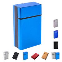 roygra Cigarette Case King Size (18-20 Capacity) One-Handed Operation Sturdy Cigarette Holder Metal Exterior and Plastic Inner (Black)