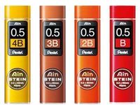 Pentel Ain Stein Mechanical Pencil Lead, 0.5mm B,2B,3B,4B (40 Leads) 1 Each + Original 5 Colors Sticky Notes