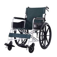 Hong Tai Yang XF Transport Wheelchair, Folding Aluminum Armchair Light Folding Back Adult Care 22-inch Large Wheel Seat Width 45 cm Armchairs (Color : Green)