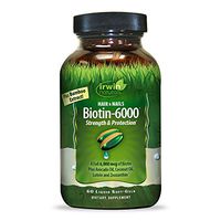 Irwin Naturals Biotin-6000 Supports Healthy Skin, Hair & Nails - Strength + Protection with High Potency 6000 mcg, Bamboo, Avocado, Coconut & More - Maximum Absorption - 60 Liquid Softgels