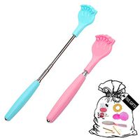 Extendable Back Scratcher, Kedelak Telescopic Back and Body Scratcher for Men Women Hand Massage Tool Telescoping Back Scratcher and Eye Cream Massage Sticks 2 in 1 (Pink+Blue)