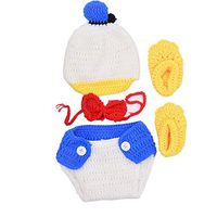 Newborn Photography Props Baby Boy Knitted Outfits Crochet Photo Hat Pants Set (Duck)