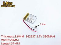 3lines 3.7V 350mAh 362937 Lithium Polymer Ion Rechargeable Battery Lithium Polymer Li-Po Battery for MP4 GPS MP3 Bluetooth Stereo DIY Gift