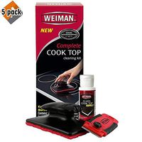 Weiman Complete Cook Top Cleaning Kit - Cook Top Cleaner and Polish 2 Ounce, Scrubbing Pad, Cleaning Tool, Cook Top Razor Scraper - 98, Black - Pack 5