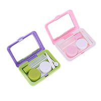 Heallily 2pcs Contact Lens Case Kit Suitcase Shape Tweezers Mirror Mini Bottle Creative Contact Lens Container Portable Contact Lens Kit for Home Travel