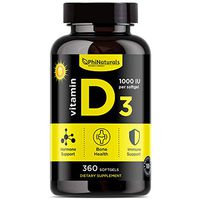 Vitamin D3 1000 IU Softgels – [360 Count] Extra Virgin Olive Oil for Maximum Absorption – Sunshine Vitamin for Immune and Mood Support – Cholecalciferol from Lanolin for Healthy Bones Muscle Teeth