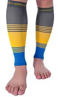 Doc Miller Premium Calf Compression Sleeve Dress Series 1 Pair 20-30mmHg Strong Calf Support Cute Toeless Socks Sports Running Recovery Shin Splints Varicose Veins (GrayYellowBlue, Large)