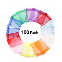 100pcs Organza Gift Bags Mixed Color Gift Bags with Drawstring,Sheer Organza Bags for Christmas Wedding Party Favor, Jewelry, Candy, Tulle Organizer Storage,4 x 6 inch