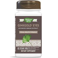 Nature's Way Ginkgold Eyes, Visual Health Formula*, Gluten Free, 60 mg per serving, 60 Vegan Tablets