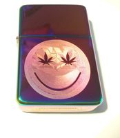 Vector KGM Thunderbird Custom Lighter - Smiley Face Marijuana Pot Weed Ganja Leaf Logo High Polish Rainbow Prism Rare! by Vector