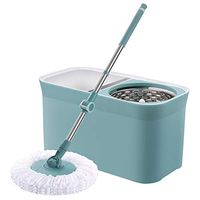 Spin Mop with 2 PCS Microfiber Mop Heads Mop and Bucket Set 360° Magic Spinning Mop for Kitchen Home Hardwood Floor Clening, Meter-white