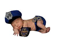 Eyourhappy Newborn Infants Baby Photography Props Set Policeman Handcuffs Hat Diaper