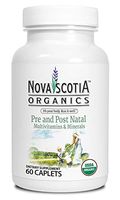 Nova Scotia Organics Prenatal and Postnatal Multivitamins & Minerals (60 Caplets); Certified Organic; Vegetarian; Whole Food Sourced Vitamins and Minerals; Natural Folate from Organic Lemon Peel
