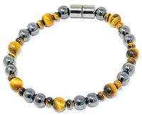 HIGHPOWER Magnetic Hematite/Tiger’s Eye Bracelet for Natural Pain Relief and Weight Loss (9 inch)