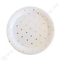 Illume Partyware Gold Dessert Plate, Disposable, Dots, 10 Count, 7 inch for Birthday Party, Kids Party, Baby Shower and Princess Party