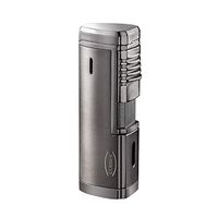 Cobber Torch Cigar Lighter, Quad 4 Jet Red Flame Refillable Butane Cigar Lighter with Punch, Large Size (Gunmetal Gray)