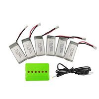 BeesClover for JXD523 523W H43W 6PCS 3.7V 550mah Lithium Battery and 6 in 1 Charger for Four-axis Aircraft UAV Battery