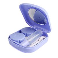 Cute Pocket Mini Contact Lens Case Travel Kit Easy Carry Mirror Container Holder Purple