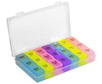 Pill Organizer Box Weekly Case with Snap Lids, Medicine Organizer, Vitamin Organizer, Reminder Daily Am Pm, Day Night Compartments 7 Days (6018)