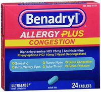 Benadryl Allergy Plus Congestion Tablets - 24 ct, Pack of 2