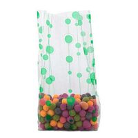 10ct. Funky"Green DOTS" Baubles 4x2x9" Medium Cello Cellophane Treat Food Snack Bags ngKE -1562