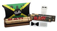 Rolls 7mm Smart Filters (50 Pre Rolled Tips) with RAW Black King Size Slim Rolling Paper (2 Packs), RAW 110mm Roller, Hippie Butler Grinder Cand and Flip Top Container